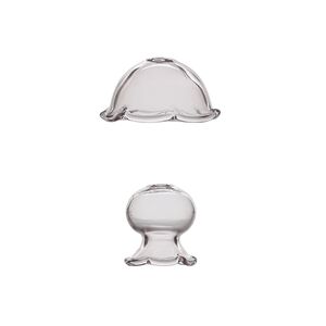 Focal, glass, pink, 34x19mm and 23x21mm jellyfish, handmade. Sold per 2-piece set.