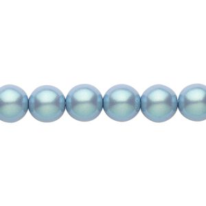 Bead, Czech pearl-coated glass druk, opaque iridescent blue/grey, 8mm round. Sold per 15-1/2" to 16" strand.