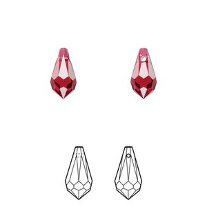Drop 288pk scarlet, Swarovski® 11x5.5mm pendant teardrop 6000