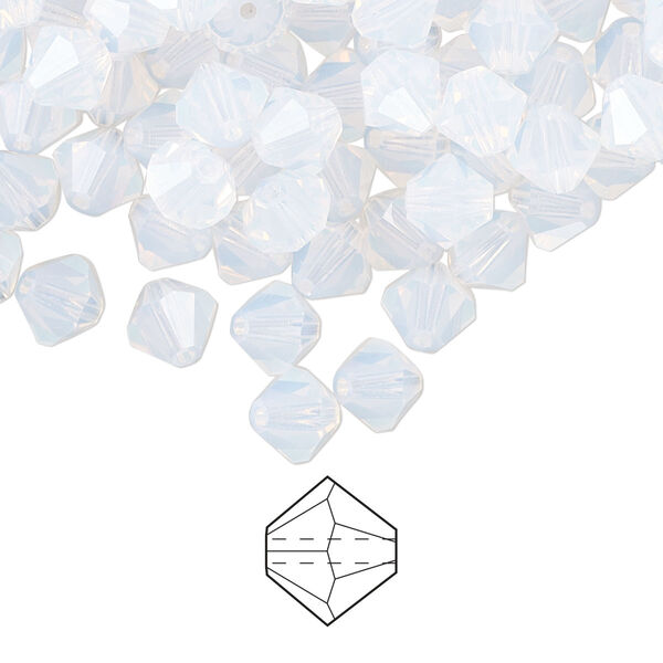 Bead 144pk white opal, Preciosa Czech crystal 6mm bicone image number 0