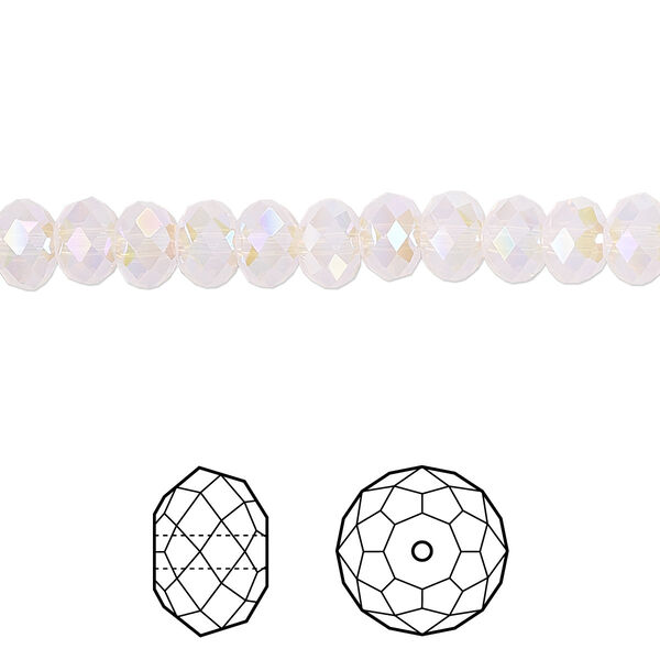 Bead 144pk rose water opal shimmer 2X, Crystal Passions® 6x4mm rondelle 5040 image number 0