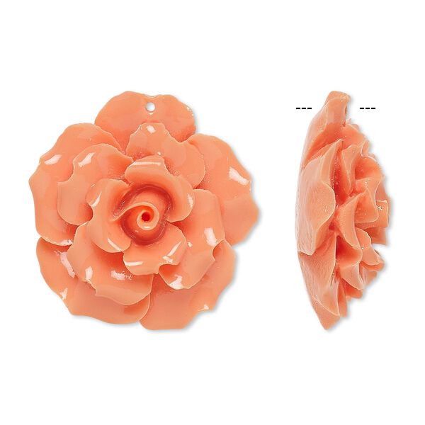 Focal, resin, light salmon pink, 35x35mm flower. Sold individually. image number 0