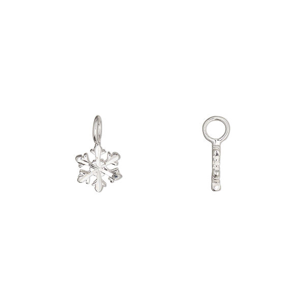 Charm 1pkg1 sterling silver 6.5mm diamond-cut snowflake perpendicular loop image number 0