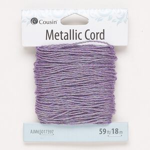 Cord, nylon, iridescent purple, 1mm round. Sold per 59-foot pkg.