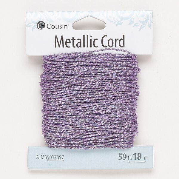 Cord, nylon, iridescent purple, 1mm round. Sold per 59-foot pkg. image number 0