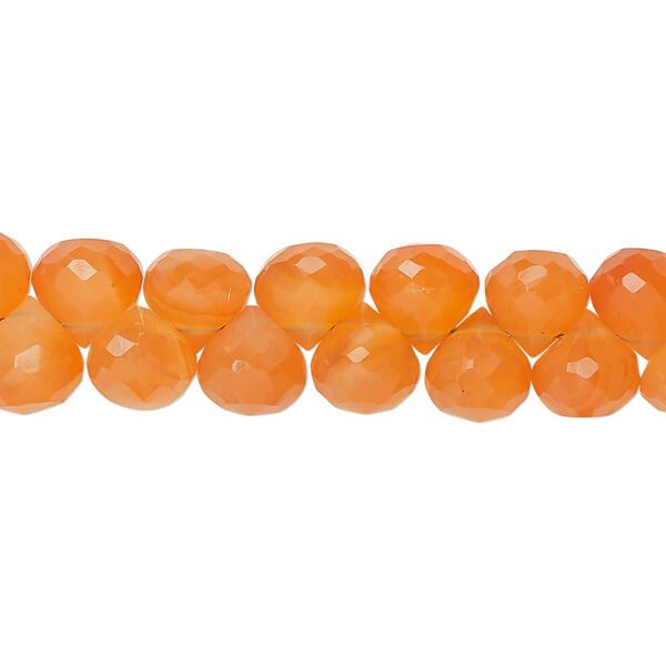 Bead, carnelian (dyed/heated), hand-cut 7x7mm top-drilled faceted teardrop, B grade, Mohs hardness 6-1/2 to 7. Sold per pkg of 60. image number 0