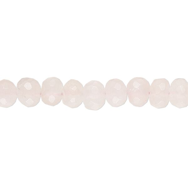 Rose quartz 1pkg1, hand-cut faceted rondelle / round bead natural 14 inch 7x5mm / 6-7mm image number 0