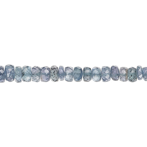 Bead, indigo kyanite (natural), 3x1mm-5x4mm graduated hand-cut faceted rondelle, B grade, Mohs hardness 4 to 7-1/2. Sold per 15-1/2" to 16" inch strand. image number 0