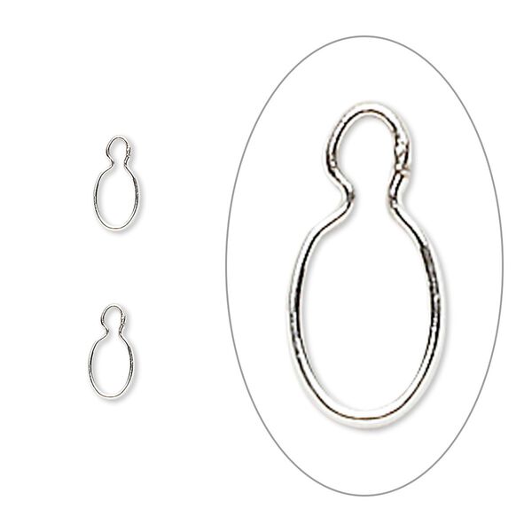 Drop, Wrap-Tite®, sterling silver, 5x3mm oval setting. Sold per pkg of 3. image number 0