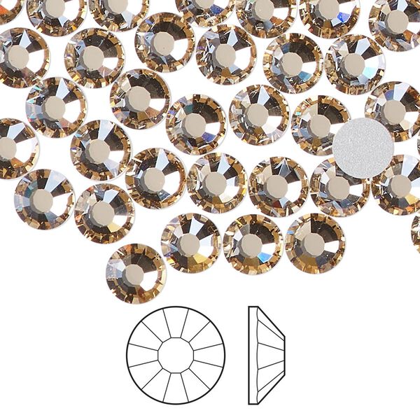 Flat back 24pk crystal honey foil back, Preciosa Viva 12® Czech crystal rhinestone 6.3-6.5mm chaton rose round SS30 image number 0