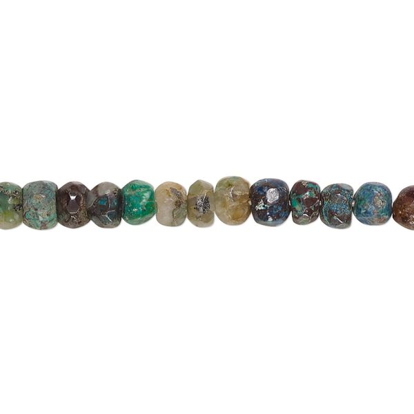 Chrysocolla 1pkg1, hand-cut faceted rondelle bead 8 inch 4x2mm-6x5mm image number 0