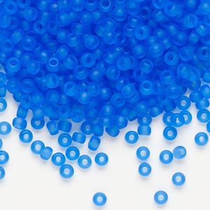 Seed bead, Miyuki, glass, pkg/250g, #8 rocaille, translucent matte sapphire (RR-150F).
