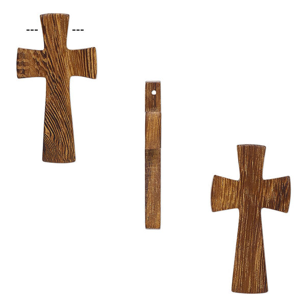 Focal, robles wood (waxed), 40x22mm hand-cut cross. Sold per pkg of 2. image number 0