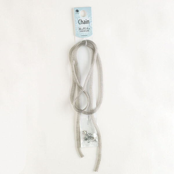 Chain assortment, silver-finished steel and brass, 5mm flat lantern with findings. Sold per assortment. image number 0