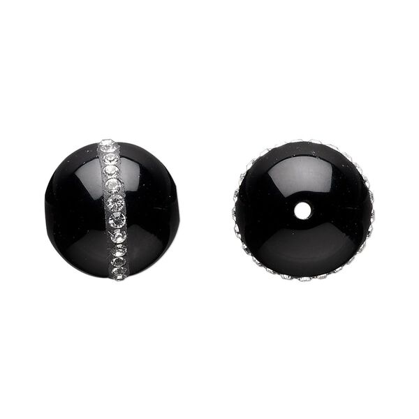 Black onyx / crystal 1pkg1, round chaton bead 14mm / 2mm image number 0