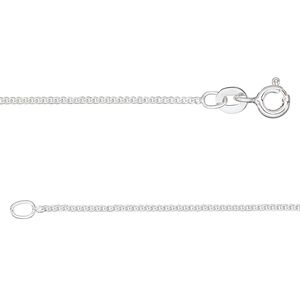 Chain 1pkg1 sterling silver curb, 1mm / mixed clasp, Gossamer™ 20 inch