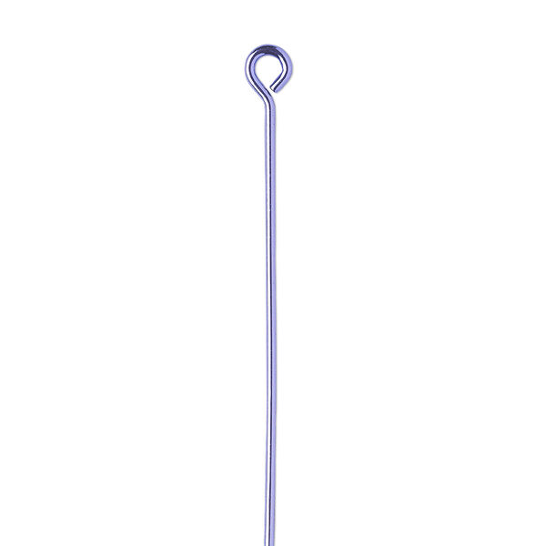 Eye pin, electro-coated brass, purple, 1-1/2 inches, 21 gauge. Sold per pkg of 10. image number 0