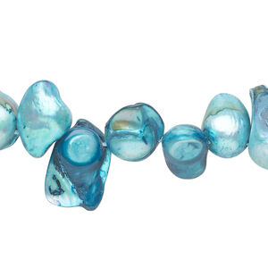 Pearl 1pkg1 freshwater, top-drilled baroque, 15 inch dark aqua 7x6mm-21x19mm cultured