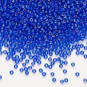 Seed bead, Preciosa Ornela Czech glass, pkg/500g, #11 rocaille, translucent rainbow medium blue, (31080).