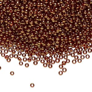 Seed bead, TOHO BEADS®, glass, pkg/7.5g, #11 round, translucent luster African sunset gold (TR-11-329).