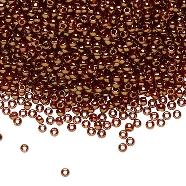 Seed bead, TOHO BEADS®, glass, pkg/7.5g, #11 round, translucent luster African sunset gold (TR-11-329). image number 0