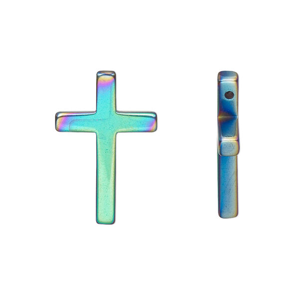 Hemalyke™ 1pkg4, electroplated double-sided cross drop 22.5x15mm image number 0