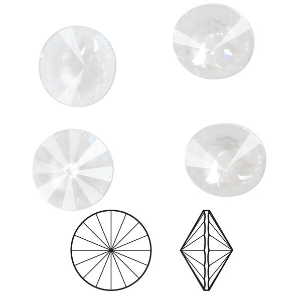 Chaton 4pk crystal electric white ignite LacquerPRO, Crystal Passions® 12mm rivoli 1122 image number 0