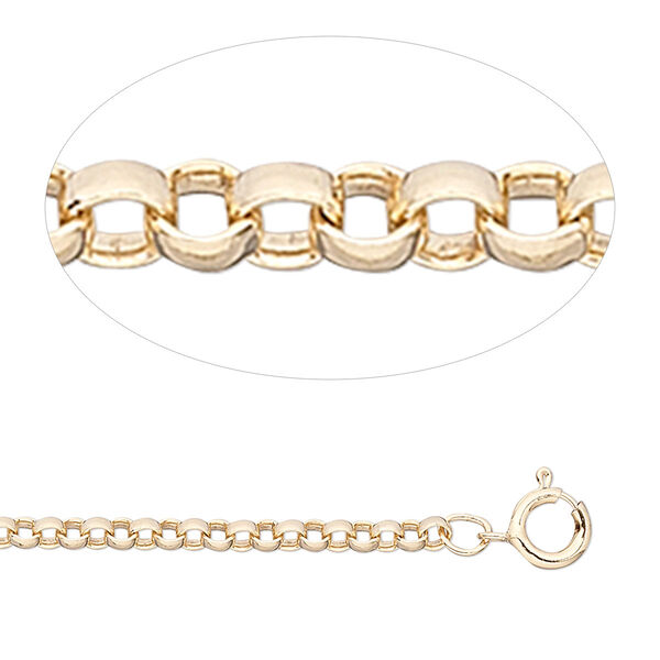 Chain, 12Kt gold-filled, 2mm rolo cable, 18 inches with springring clasp. Sold individually. image number 0