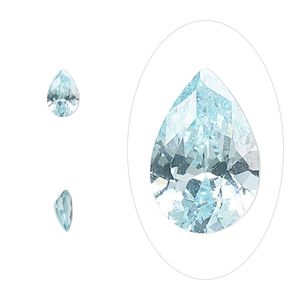 Gem, cubic zirconia, aqua blue, 6x4mm faceted pear, Mohs hardness 8-1/2. Sold per pkg of 2.