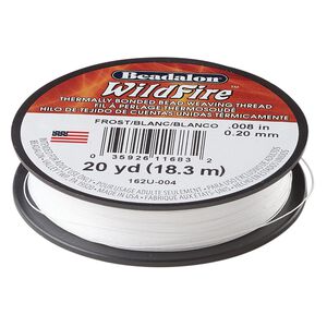 Thread, Beadalon® WildFire™, polyester and plastic, frost, 0.2mm with bonded coating, 15-pound test. Sold per 20-yard spool.
