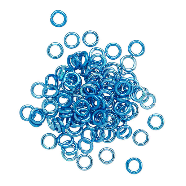 Jump ring, anodized aluminum, light blue, 4mm round, 2.4mm inside diameter, 20 gauge. Sold per pkg of 100. image number 0