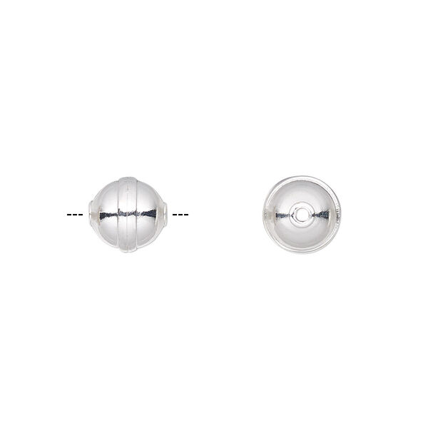 Bead, silver-plated carbon steel, 8mm rimmed round. Sold per pkg of 20. image number 0