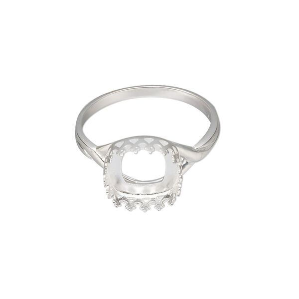 Ring, Almost Instant Jewelry®, sterling silver, 11mm square with 10mm cushion bezel setting, size 9. Sold individually. image number 0