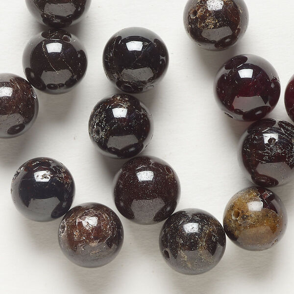 Bead 1pkg1 garnet, 9.5-10.5mm round C grade, 1 ounce dyed image number 0