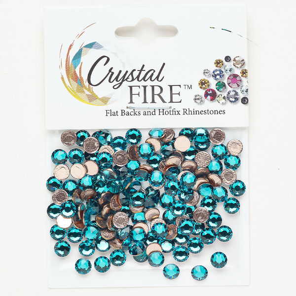 Flat back 1pkg144 blue zircon, Crystal Fire®, 4.60-4.80mm hotfix round SS20 image number 0