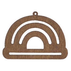 Focal, fiberboard, brown, 2-1/4 x 1-1/2 inch top-drilled cutout rainbow. Sold per pkg of 6.
