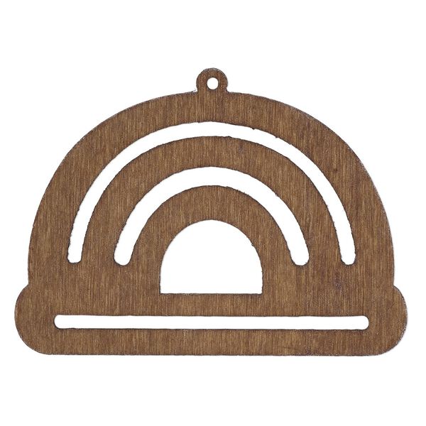 Focal, fiberboard, brown, 2-1/4 x 1-1/2 inch top-drilled cutout rainbow. Sold per pkg of 6. image number 0