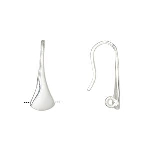 Ear wire fishhook 1pkg2 sterling silver, 20mm fan shape / open hidden loop, 18 gauge 1 pair