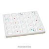 Display insert, faceted gems, foam and acrylic, white and clear, 7-3/4 x 6-3/4 x 3/4 inches with (25) 1-1/4 x 3/4 inch reclosable vials, fits standard half tray. Sold individually. image number 1