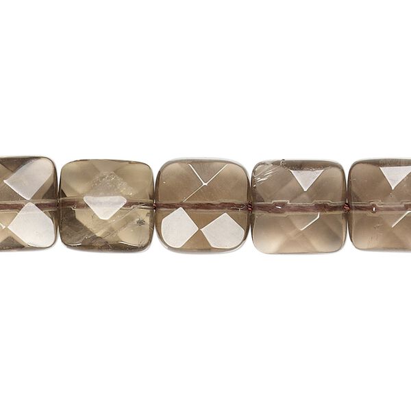 Smoky quartz 1pkg1, faceted square bead 15.5-16 inch 10mm image number 0