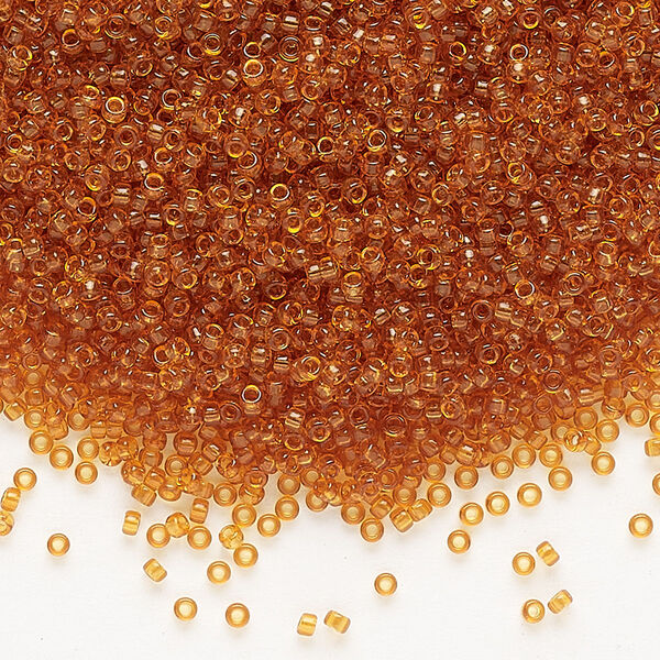 Seed bead, Miyuki, glass, pkg/250g, #15 rocaille, transparent topaz (RR-133). image number 0