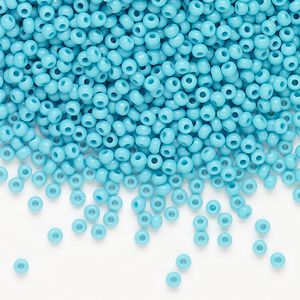 Seed bead, Preciosa Ornela, Czech glass, pkg/50g, opaque turquoise blue, #10 rocaille.