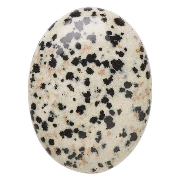 Cabochon, Dalmatian jasper (natural), 40x30mm calibrated oval, B grade, Mohs hardness 6-1/2 to 7. Sold individually. image number 0