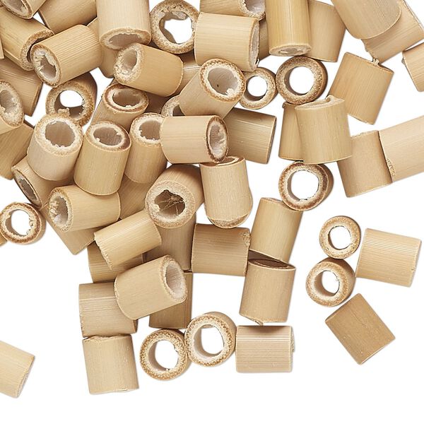Bead, bamboo, brown, 5x4mm-6x5mm round tube. Sold per pkg of 100. image number 0