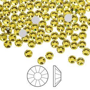 Flat back 1440pk citrine foil back, Preciosa Viva 12® Czech crystal rhinestone 3.8-4mm chaton rose round SS16