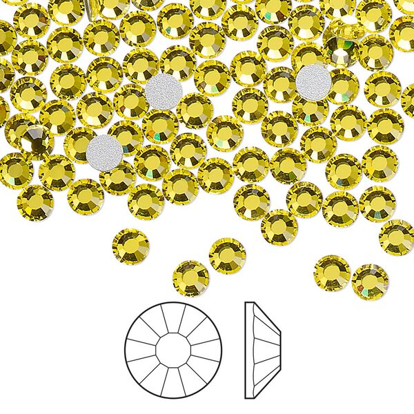 Flat back 1440pk citrine foil back, Preciosa Viva 12® Czech crystal rhinestone 3.8-4mm chaton rose round SS16 image number 0