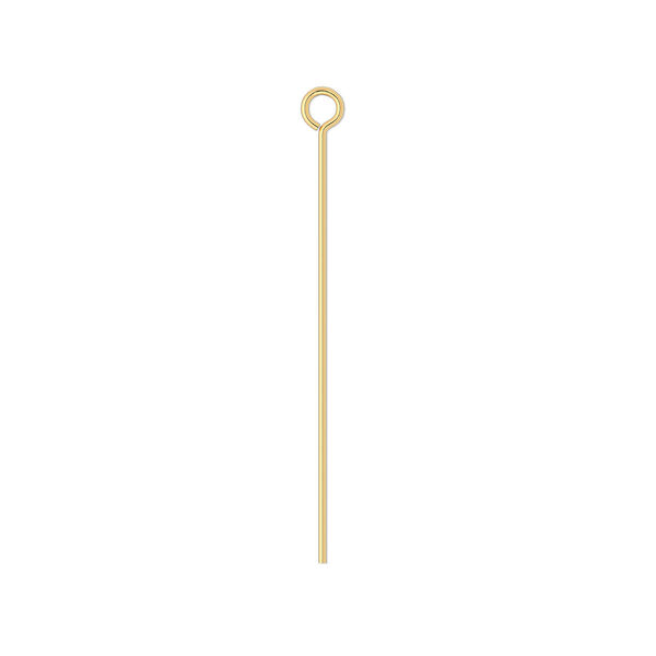 Eye pin, gold-plated brass, 1-1/4 inches, 24 gauge. Sold per pkg of 100. image number 0