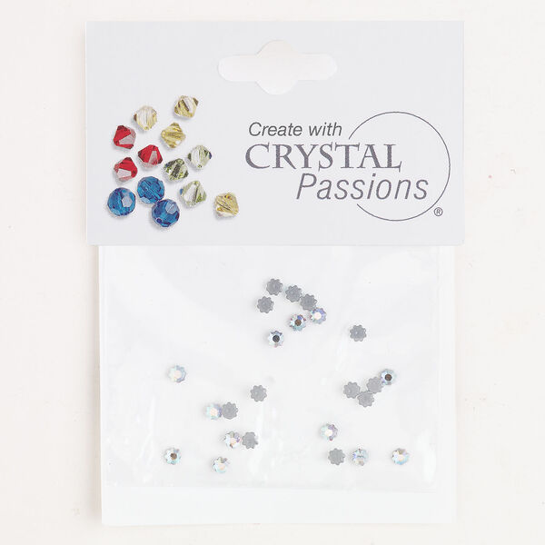 Flat back 1pkg24 crystal clear AB foil back, Crystal Passions&reg; rhinestone 2.8-2.9mm hotfix flower SS10 image number 0