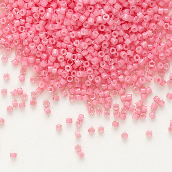 Seed bead, Delica®, glass, pkg/7.5g, #11 round, Duracoat® opaque outside dyed pink (DB-2117). image number 0