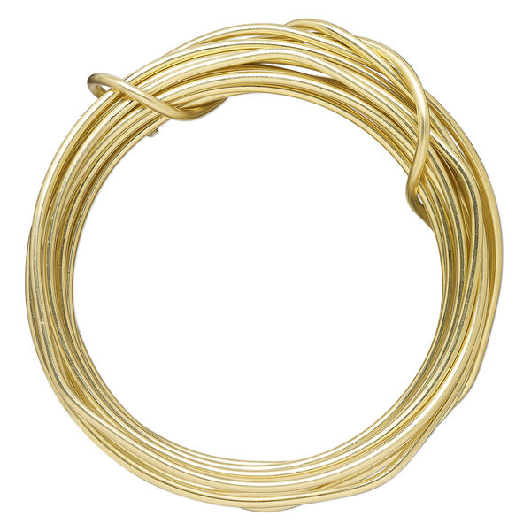 Wire, Zebra Wire™, brass, round, 12 gauge. Sold per 3-yard coil. image number 0